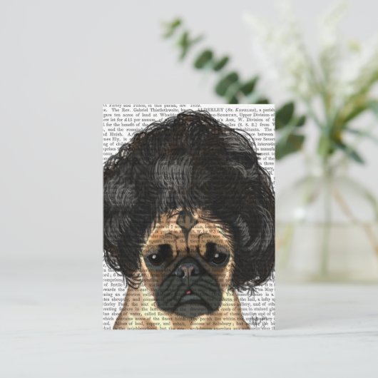 Mops in einer schlechten Wiege Postkarte (Stehend Vorderseite)