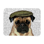 Mops in flacher Kappe Magnet (Horizontal)