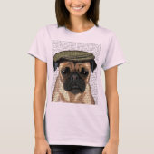 Mops in flacher Kappe T-Shirt (Vorderseite)