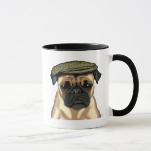 Mops in flacher Kappe Tasse