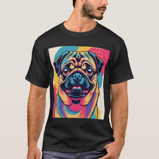 Mops in Pop-Art Eins T-Shirt (Vorderseite)