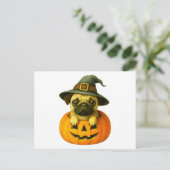 Mops in Pumpkin Feiertagspostkarte (Stehend Vorderseite)