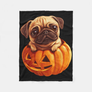 Mops in Pumpkin Halloween Pugkin Niedlicher Mops H Fleecedecke