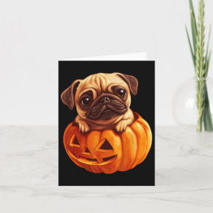 Mops in Pumpkin Halloween Pugkin Niedlicher Mops H Karte