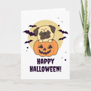 Mops in Pumpkin Sweet Hunde glückliche Halloween Karte
