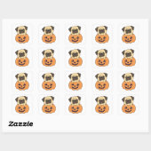 Mops in Pumpkin Sweet Hunde glückliche Halloween Quadratischer Aufkleber (Blatt)