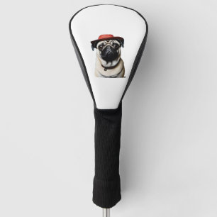 Mops in rotem Hut Klassischer T - Shirt Golf Headcover