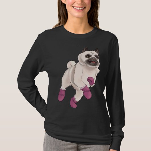 Mops in Uggs Classic T - Shirt 548 (Vorderseite)