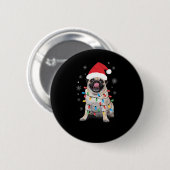 Mops in Weihnachtslicht Weihnachtsmannmütze Sonnen Button (Vorne & Hinten)
