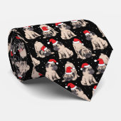 Mops in Weihnachtsmannmützen Weihnachtsmuster Krawatte (Gerollt)