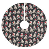 Mops in Weihnachtsmannmützen Weihnachtsmuster Polyester Weihnachtsbaumdecke (Vorderseite)