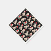 Mops in Weihnachtsmannmützen Weihnachtsmuster Serviette (Ecke)