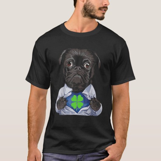 Mops Irish Clover St Patrick Day Dog Lover Geschen T-Shirt (Vorderseite)