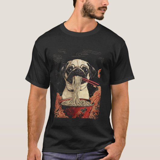 Mops isst Ramen T-Shirt (Vorderseite)