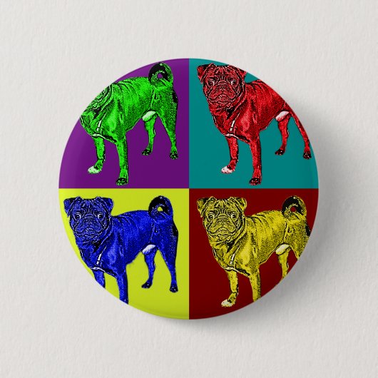 Mops Jack in 4 Farben Button (Vorderseite)