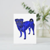 Mops-Jack in Blau Postkarte (Stehend Vorderseite)