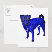 Mops-Jack in Blau Postkarte (Vorne/Hinten)