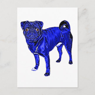 Mops-Jack in Blau Postkarte