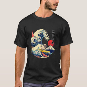 Mops Japanisch Kanagawa Wave Surf Loyal Dog T-Shirt