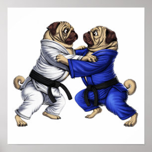 Mops Jiu-Jitsu-Wrestler Poster