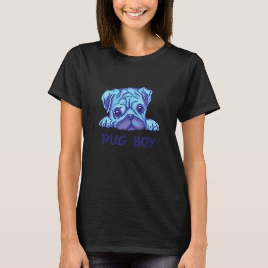 Mops-Junge-Hundeface Mops T-Shirt (Vorderseite)