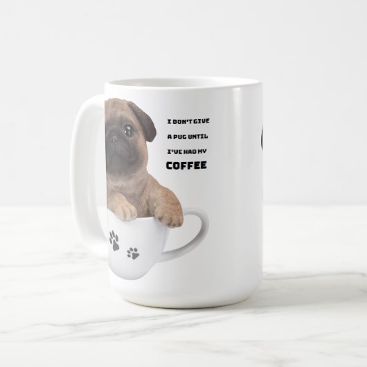 Mops-Kaffee-Tasse Kaffeetasse (Vorderseite Links)
