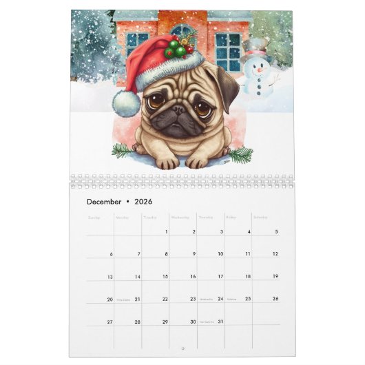 Mops Kalender (Dez 2026)
