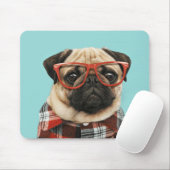 Mops Kariert Shirt Mousepad (Mit Mouse)