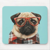 Mops Kariert Shirt Mousepad (Vorne)