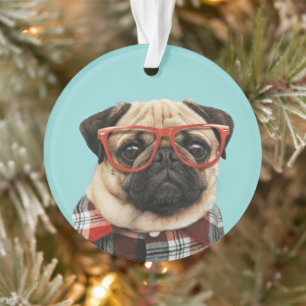Mops Kariert Shirt Ornament