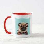 Mops Kariert Shirt Tasse (Links)
