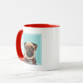 Mops Kariert Shirt Tasse (Vorderseite Links)