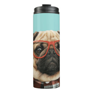 Mops Kariert Shirt Thermosbecher