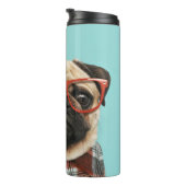 Mops Kariert Shirt Thermosbecher (Nach rechts gedreht)