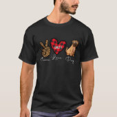 Mops Karierter Frieden Liebe Niedlicher Hund T-Shirt (Vorderseite)