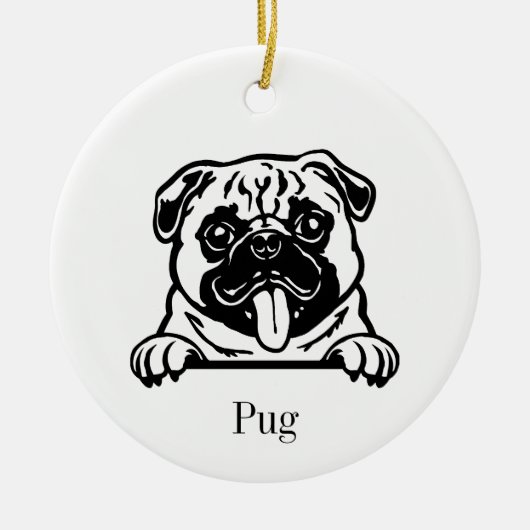 Mops Keramik Ornament (Vorne)