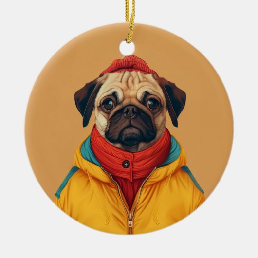Mops Keramik Ornament (Vorne)