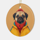 Mops Keramik Ornament (Links)
