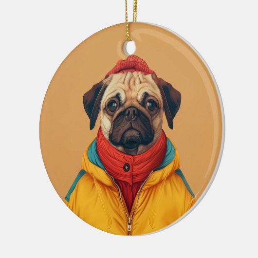 Mops Keramik Ornament (Links)