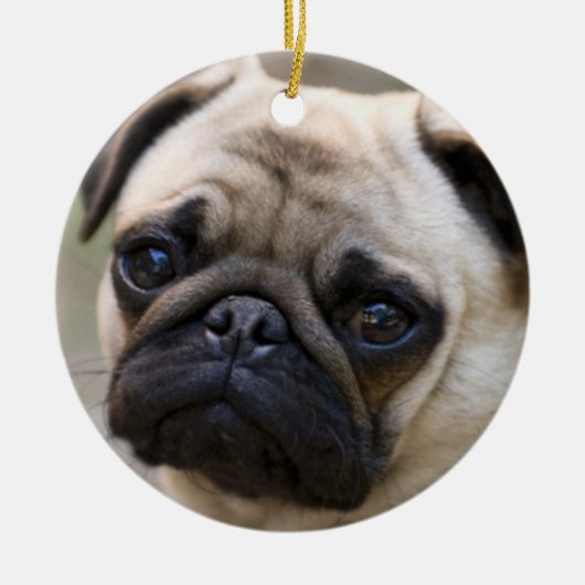 Mops Keramik Ornament (Vorne)