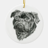Mops Keramik Ornament (Vorne)