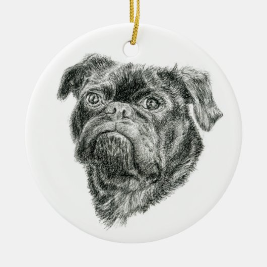 Mops Keramik Ornament (Vorne)