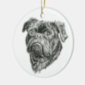 Mops Keramik Ornament (Links)