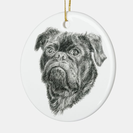 Mops Keramik Ornament (Links)