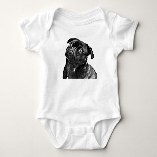 Mops| Kinderkarosserieanzug oder ein Stück Baby Strampler (Vorderseite)