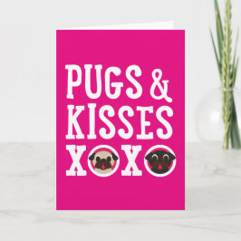 Mops & Kisses Happy Valentine's Day Grußkarte Feiertagskarte