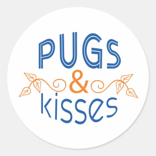 Mops & Kisses Round Stickers (Vorderseite)