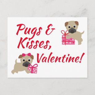 Mops & Kisses Valentine's Card Postkarte