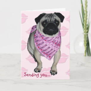 Mops & Kisses Valentinstag Grußkarte Feiertagskarte