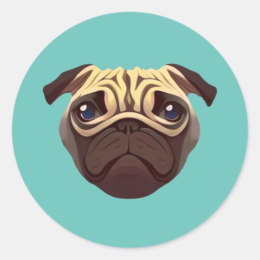 Mops Klassischer Rundaufkleber Runder Aufkleber (Vorderseite)